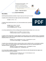 Ficha de Trabalho (Pronominalização Regras)