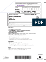 Wednesday 15 January 2020: Mathematics A