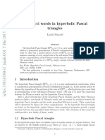 Fibonacci Words in Hyperbolic Pascal Triangles