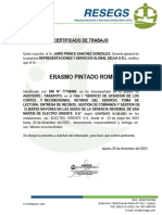 Carta #000127 Certificado de Trabajo - Erasmo