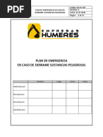 Hu-Pl-007 Plan de Emergencia en Caso de Derrame Sustancias Peligrosas