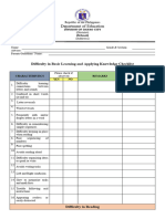 Difficulty in Basic Learning and Applying Knowledge Checklist