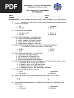 First Periodic Examination Math 7