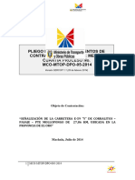 Pliego de Los Procedimientos de Contratación de Obras: Menor Cuantía Proceso No. MCO-MTOP-DPO-05-2014