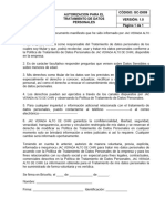 Gc-d009 Autorización para El Tratamiento de Datos Personales