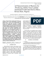 Assessment and Characterization of Bacteria For Biosurfactant-Producing Ability From Lambda - Cyhalothrin-Contaminated Cultivated Soil in Moro, Kwara State, Nigeria