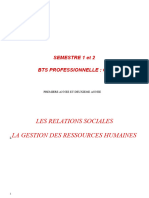 Les Relations Sociales La Gestion Des Ressources Humaines: Semestre 1 Et 2 Bts Professionnelle: CG