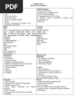 Syllabus Class 9 Half Yearly Examination Literature in English English Language