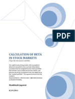 Calculation of Beta in Stock Markets