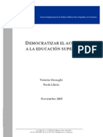 Democratizar El Acceso A La Educacion Superior