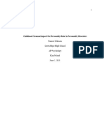 Childhood Trauma:Impact On Personality/Role in Personality Disorders