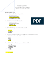 Worksheet - Public Health Nutrition - Revision Questions