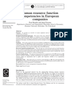 Human Resource Function Competencies in European Companies