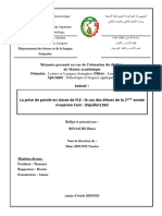 La Prise de Parole en Classe de FLE: Le Cas Des Élèves de La 2 Année Moyenne Cem: 05juillet1962