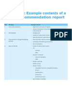 Tender Recommendation Report Content