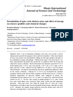 Formulation of Spice-Rich Chicken Satay and Effect of Storage On Sensory Qualities and Chemical Changes