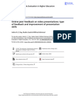 Day 2022 Online Peer Feedback On Video Presentations Type of Feedback and Improvement of Presentation Skills