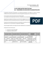 ESCALA DE APRECIACIÓN PARA EVALUAR - INGENIERO E. ADMINISTRACIÓN - Malla Antigua