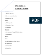 Class Xi (2023-24) Half Yearly Syllabus