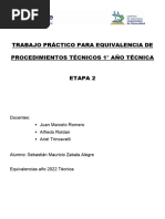 Equivalencia Procedimientos Tecnicos 2do Año 2da Estapa