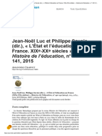 Jean-Noël Luc Et Philippe Savoie (Dir.), L'État Et L'éducation en France. XIXe-XXe Siècles . Histoire de L'éducation, N° 140-141, 2015