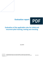 Evaluation Report On The Applicable Rules For Initial and Recurrent Pilot Training Testing and Checking