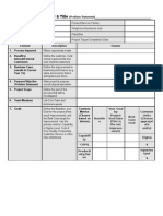 Six Sigma Project Charter Form