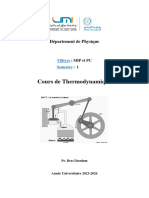 Cours Thermodynamique MIP Et PC Semestre 1