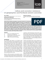 Permeability Indices and Corrosion Resistance of Geopolymer and Portland Cement Concretes