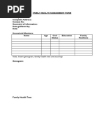 Family Health Assessment Form