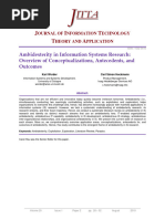 J I T T A: Ambidexterity in Information Systems Research: Overview of Conceptualizations, Antecedents, and Outcomes