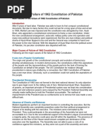 Causes of The Failure of Constitution of Pakistan 1962