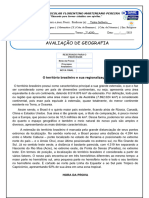 1 Avaliação 7º Ano - Geografia