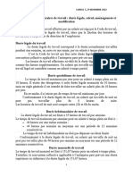 Temps de Travail Et Horaires de Travail