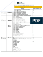 Schedule & Syllabus For Raise The Bar - Iii: Grade - Xii Subjects Syllabus Marks Chapters Wise