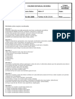 Analise Sintática - Orações Coordenadas - Atividades 2021