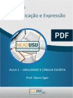 Comunicação e Expressão - Unidade 1 - Oralidade e Língua Escrita