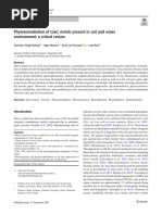 A Critical Review - Phytoremediation of Toxic Metals Present in Soil and Water Environment