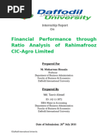 Financial Performance Through Ratio Analysis of Rahimafrooz CIC Agro Limited