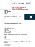 Electronic Spreadsheet Advanced - MCQ - Set1