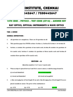 Wave and Ray Optics Test Answer Key