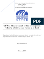 Propagation Velocity of Ultrasonic Waves in A Fluid