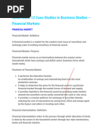 CBSE Class 12 Case Studies in Business Studies - Financial Markets