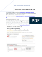 Escrituras de Constitución de La Empresa