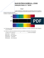 Ficha de Trabalho de Física e Química A - Preparação Teste 2