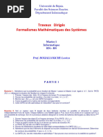 Travaux Dirigés Formalismes Mathématiques Des Systèmes