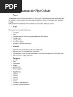 Method Statement For Pipe Culvert by Anil Kumar