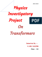 Project On Transformers Class XII