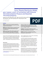 Mean Platelet Volume, Platelet Distribution Width