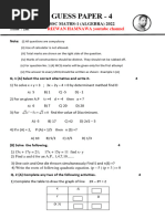 Maths - 1 Paper - 4 Guess March 2022